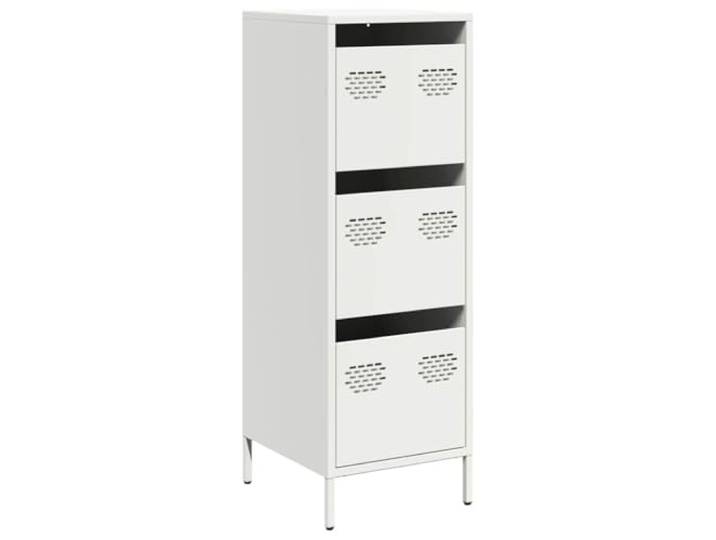 KGFHERENB Highboard Weiß 39x35x103,5 cm Stahl Schrank mit 3 Schubladen Kompakte Metallkommode für Schlafzimmer und Büro. Pflegeleichte Oberfläche mit drei Schubladen für Ordnung.