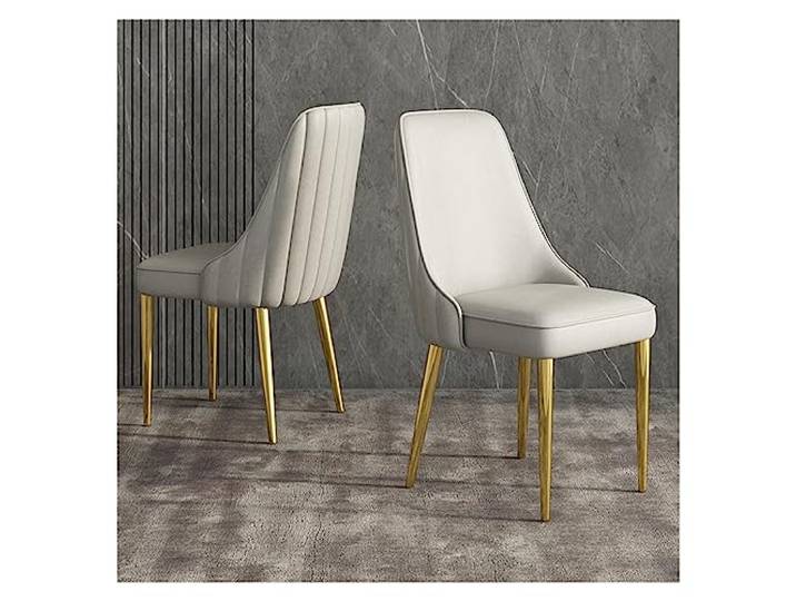Exquisite moderne Esszimmerstühle, Akzentstühle, Wohnzimmerstühle, gepolsterter Seitenstuhl mit goldenen Metallbeinen, Küchenstühle aus Kunstleder, Lounge-Stühle aus der Mitte des Jahrhunderts (Farbe: