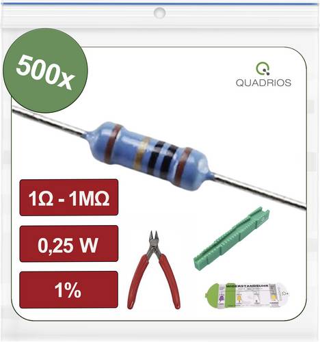 Quadrios 26P133 26P133 Metallschicht-Widerstand Sortiment axial bedrahtet 0.25W 0.01% 500St.
