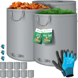 KESSER® Gartensack Set Laubsack Gartenabfallsack inkl. Handschuhe - Selbststehend 4 Griffe Stabil Robust & Faltbar - Laubsäcke Rasenschnitt Gartensäcke für Gartenabfälle Grünschnitt