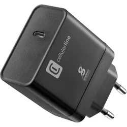 Cellularline Super Fast Charger PD 45W (45 W, 1 Port), USB Ladegerät, Schwarz