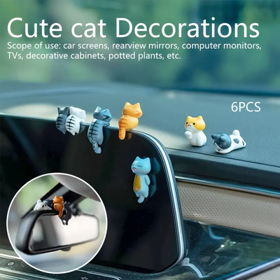 Uplifted Trends Cartoon Cat Dashboard Figurines Fun Car Pot And Screen Edge Decor Cartoon Cat Dashboard Figurines Fun Car Pot And Screen Edge Decor