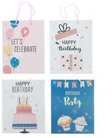 IH Casa Decor Gift Bags Happy Birthday Assorted Large - Set of 12