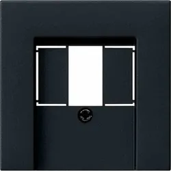 Gira System 55 Zentralplatte, USB/TAE, schwarz, Befestigung mit Schraube, ohne Beschriftungsfeld, 276005