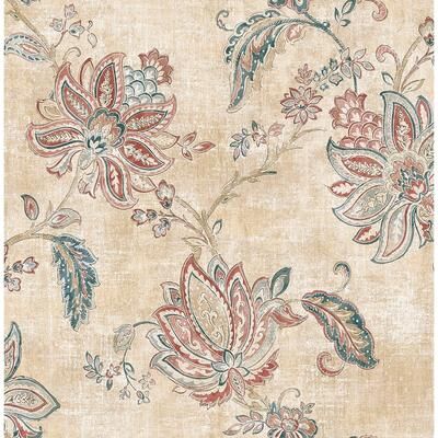 Seabrook Designs Valya Jacobean Floral Unpasted Wallpaper