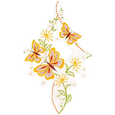 Fensterbild "Fensterbild "Schmetterlinge" orange", bunt, B:23cm H:35cm, Polyester, W. REUTER & SOHN - PLAUENER SPITZE, Fensterbilder