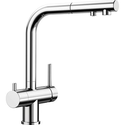 Küchenarmatur BLANCO "FONTAS-S II", silber (chromfarben), B:26,4cm H:30,6cm T:16,6cm, Messing, Armaturen, gefiltertes und ungefiltertes Wasser aus einem herausziehbaren Auslauf