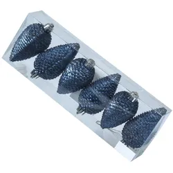 MARELIDA Christbaumschmuck Baumschmuck Tannenzapfen bruchfest glitzernd 8cm blau 6St.