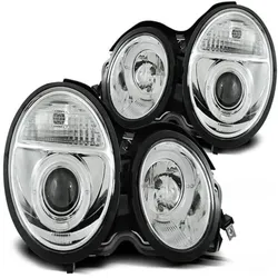 LED Angel Eyes Scheinwerfer passend für Mercedes Benz E-Klasse W210 95-99 chrom