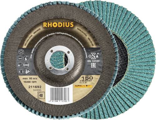 Rhodius 211692 LSZ F3 Fächerschleifscheibe Körnung (num) 40 Edelstahl, Stahl 10St.