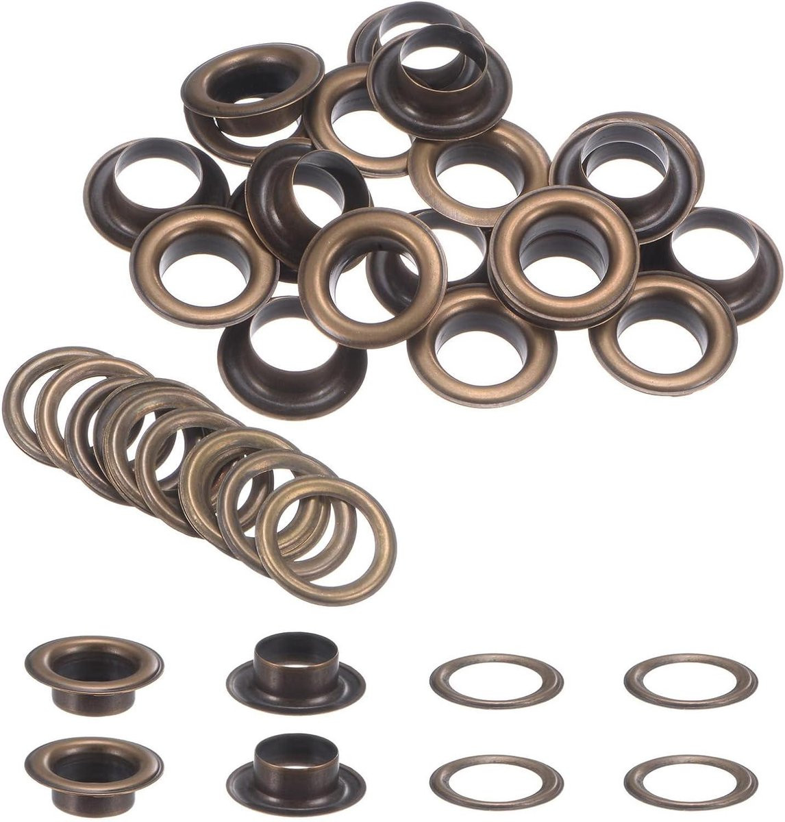 20 stuks Roestbestendige Koperen Metaal Oogjes in Brons - 12mm Ringetjes Set voor het Versterken van Stoffen