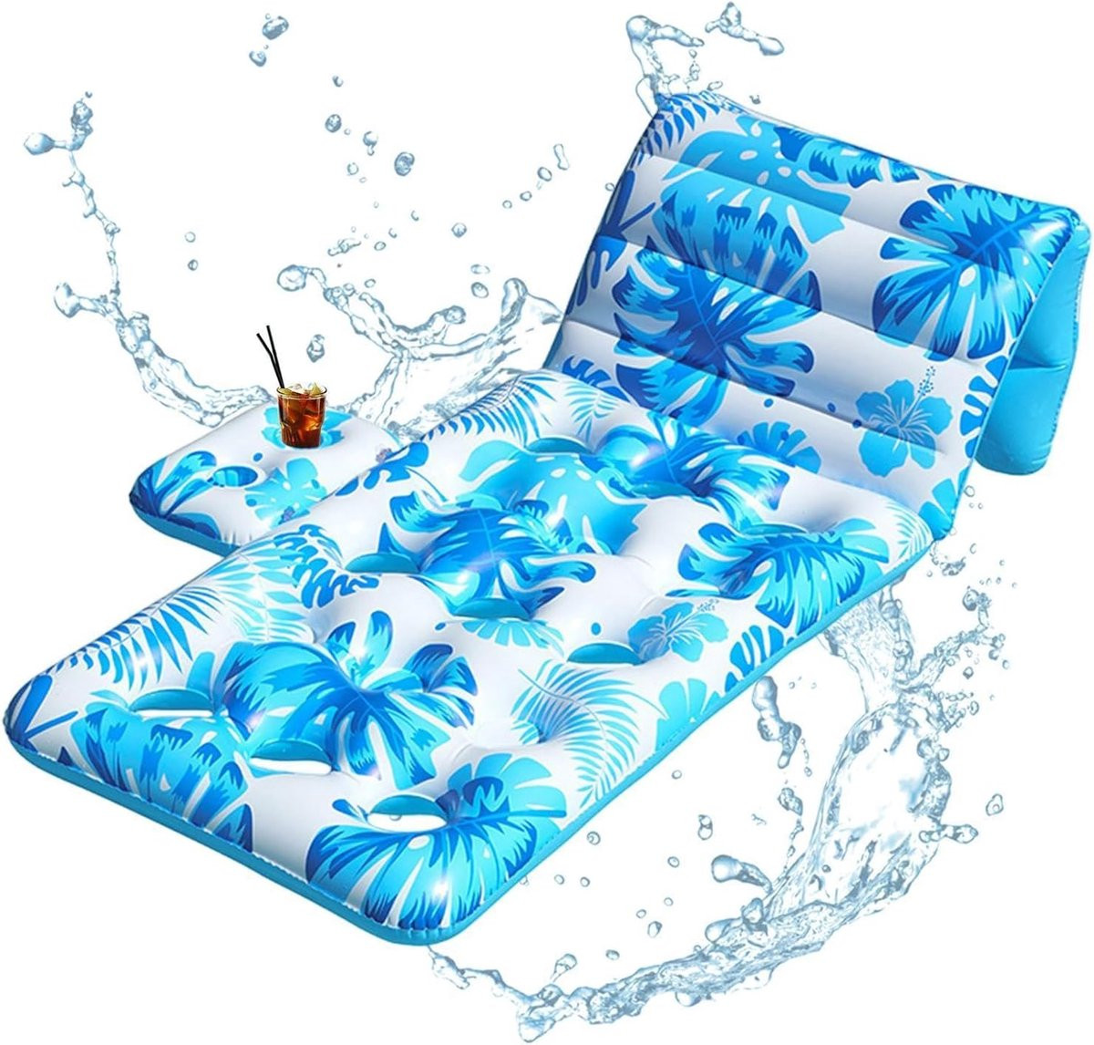 Blauw Opblaasbaar Loungemeubel Zomer Vlot met Bekerhouder B: 160 cm, D: 80 cm