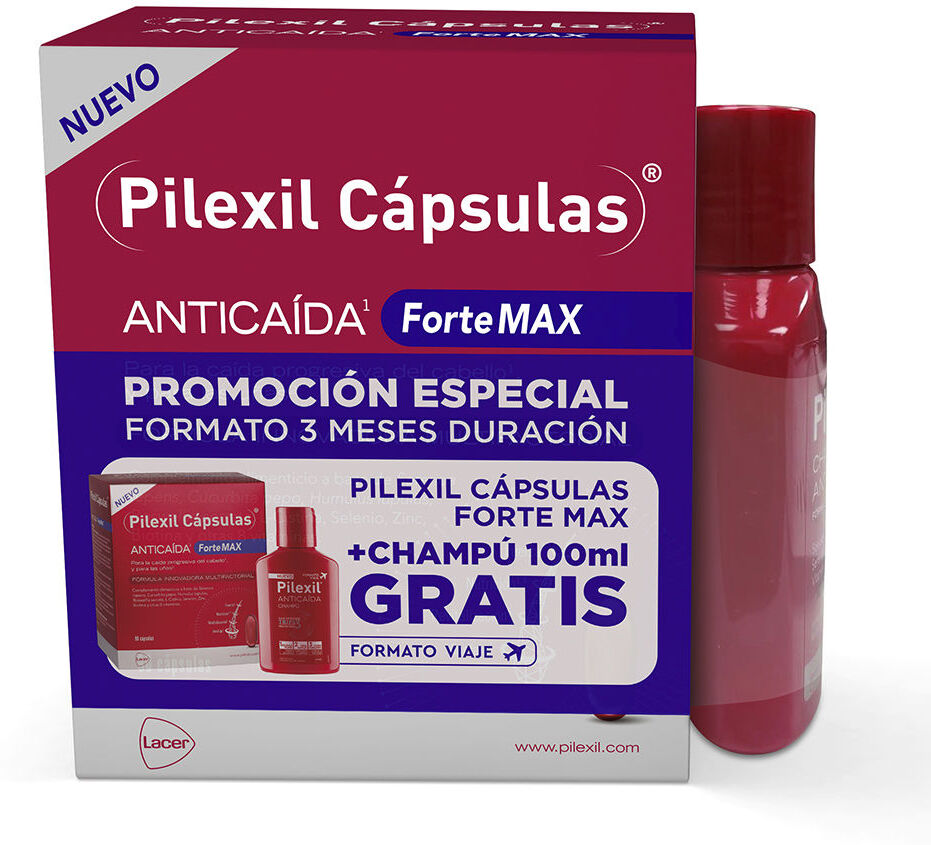 Pilexil Forte Max cápsulas antiqueda + shampoo 2 unidades