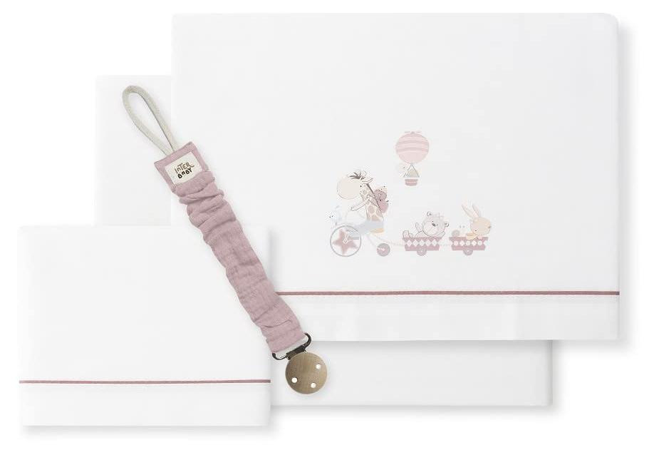 Babybedset met giraffe en fopspeen motief in wit voor baby's