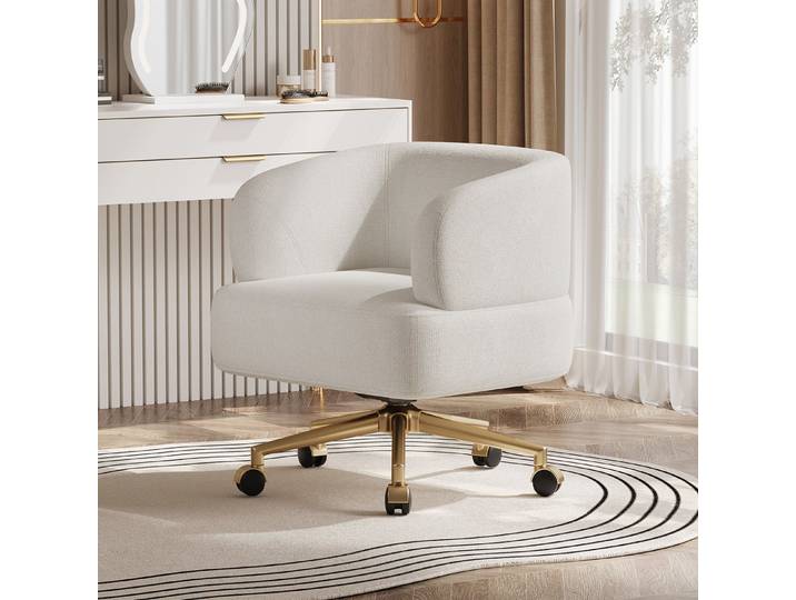 OKWISH Drehstuhl Schreibtischstuhl mit 360° gedreht werden (Komfortabel Beige Chenille, 1 St)