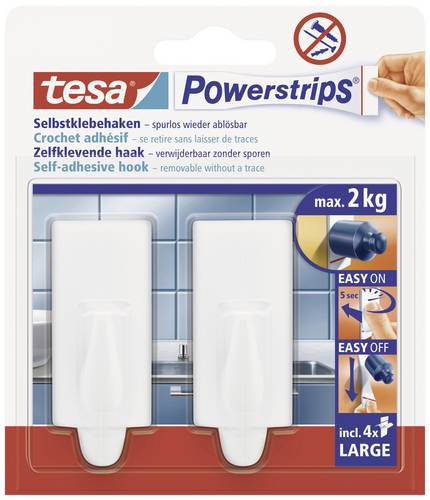 TESA POWERSTRIPS Klebehaken Large Trend Weiß Inhalt: 2St.