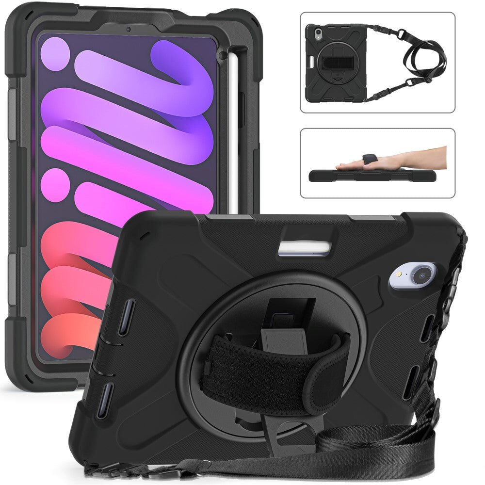 INCOVER iPad Mini (2024 / 2021) Håndværker Case - Kickstand & Håndholder - Sort