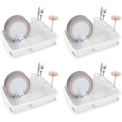 Novaliv 4X Abwasch Organizer Schale Weiss 40 x 30 cm Abwasch Abtropfgestell Vielseitige Anwendung für Küche & Waschbecken klein Besteck und Geschirrständer Dish Rack Kitchen