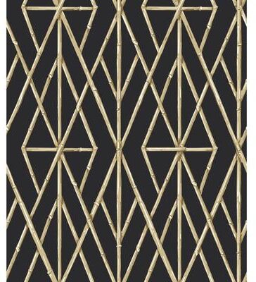 York Wallcoverings Riviera Bamboo Trellis Black Wallpaper