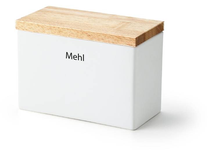 Vorratsdose CONTINENTA, weiß, B:10cm H:14,5cm L:20cm, Keramik, Lebensmittelaufbewahrungsbehälter, Vorratsdose, Keramik, mit Holzdeckel, luftdicht zum Verschließen