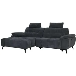 Ecksofa Odaloc Links Stoff Dunkelgrau - elektrische Fußstütze & USB-Port