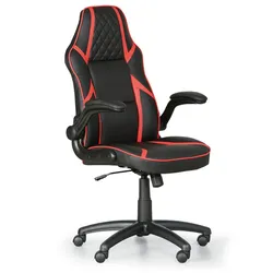 Leder-Gamigstuhl GAME, schwarz/rot