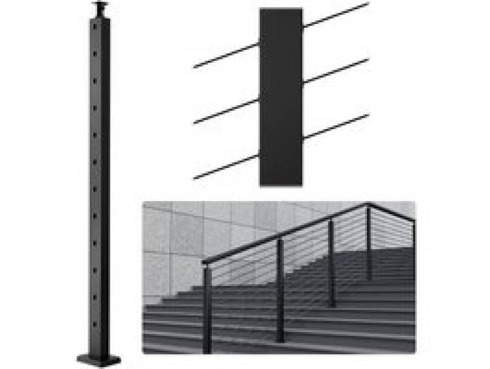 VEVOR Kabelgeländerpfosten, 106,68x2,54x5,08cm, 30° abgewinkeltes Loch, Treppengeländerpfosten, 12 vorgebohrte Löcher, SUS304 Edelstahl-Pfosten mit gebogener Halterung, 1JZLGZHS1067HNEKBV0