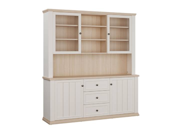 Vaisselier Pontypol blanc mat/chene - Basika