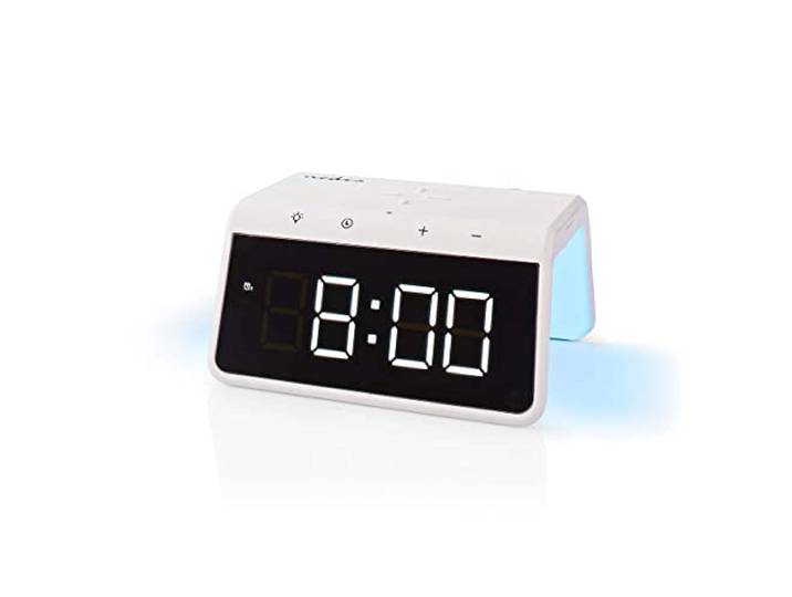 Nedis Wekker met Draadloze Lader - Qi gecertificeerd - 5 / 7.5 / 10 / 15 W - USB-A Male - Nachtlamp - 2 Alarmtijden - Snoozefunctie