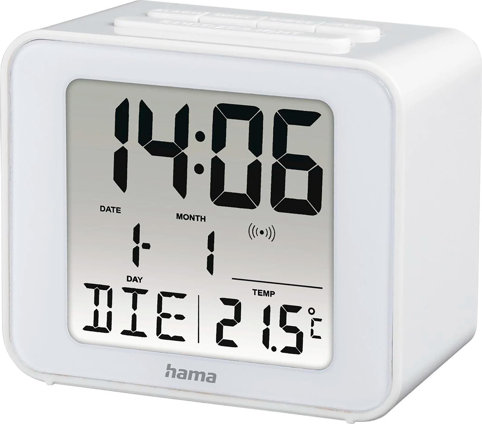 Hama Cube radio-wekker met klok, kalender en thermometer, wit, 186305