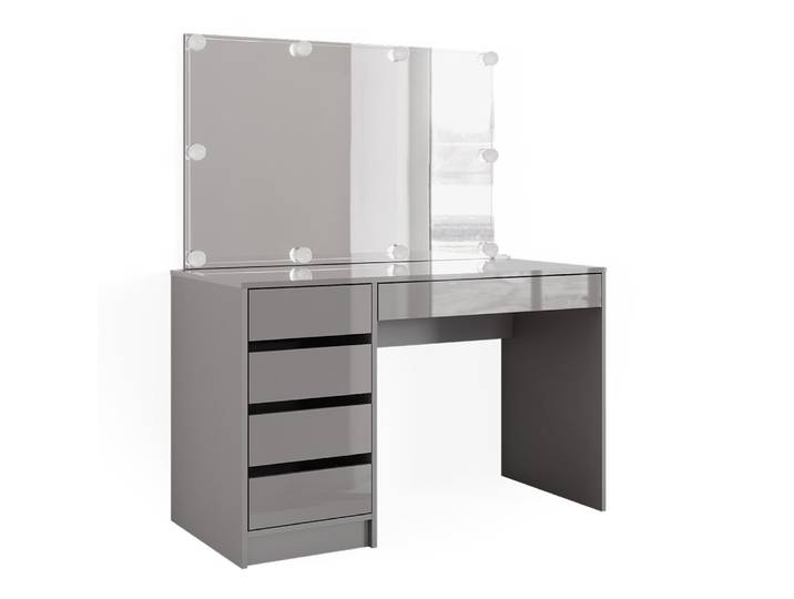 Coiffeuse avec miroir et guirlande led gris 120x145cm