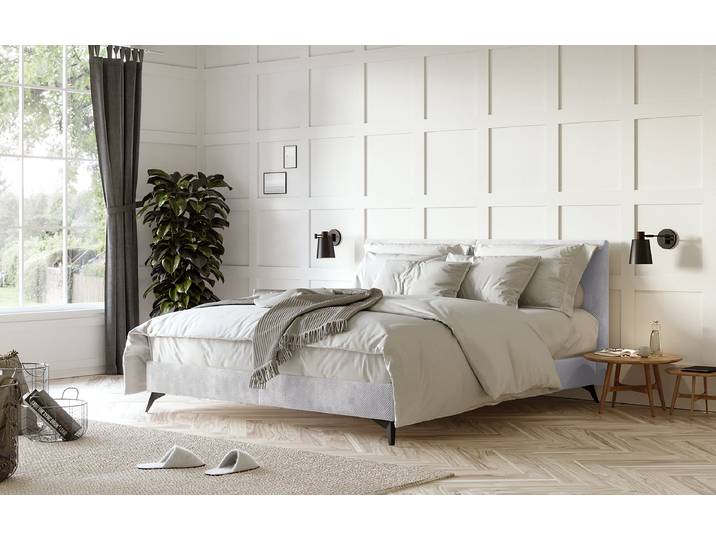 Boxspringbett Starrett 140 x 200cm Samt Grau/Lichtgrau