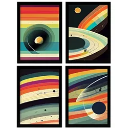 POSTER Set mit 4 Abstrakt Kurve Moderne Galaxien A3 Rahmenlos