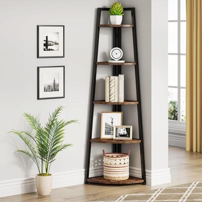Tribesigns 70 inch Tall Corner Shelf, 5 Tier Bookshelf Bookcase, Modern Corner Ladder Shelf Plant Stand for Living Room