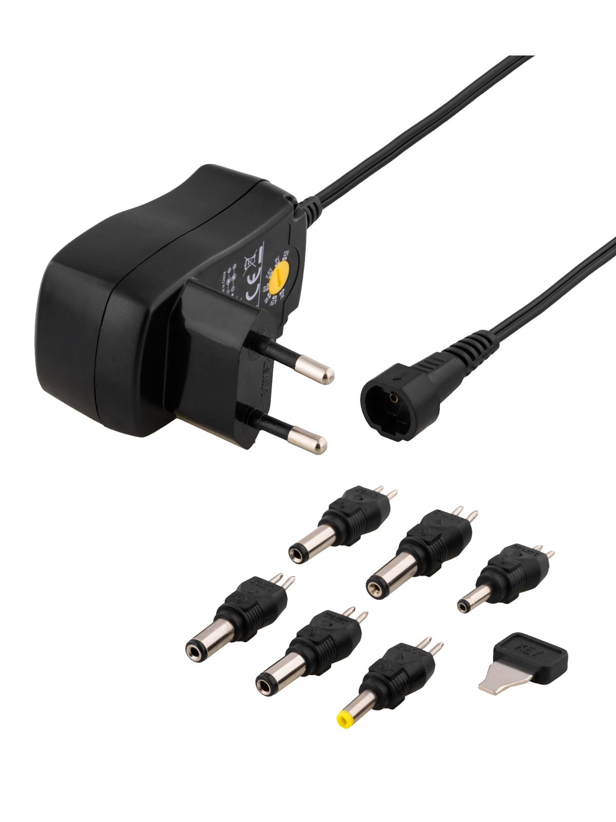 Deltaco AC Adapter 230V to 3-12 V DC 600mA 6 Interchangeable Connectors