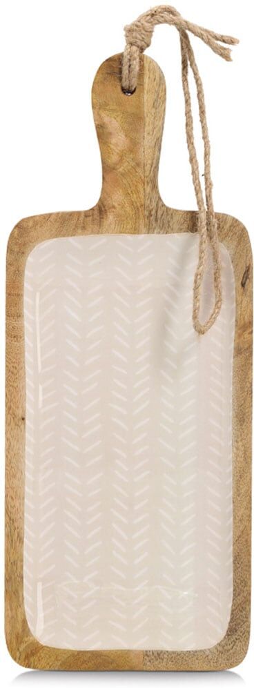 Servierbrett ZELLER PRESENT "Servierplatte, Mangoholz", braun (beige), B:15,2cm H:2,5cm L:38cm, Massivholz, Schneidebretter, Servierbrett, Kordel zum Aufhängen, Epoxidharz-Beschichtung beige B/H/L: 15,2cm x 2,5cm x 38cm