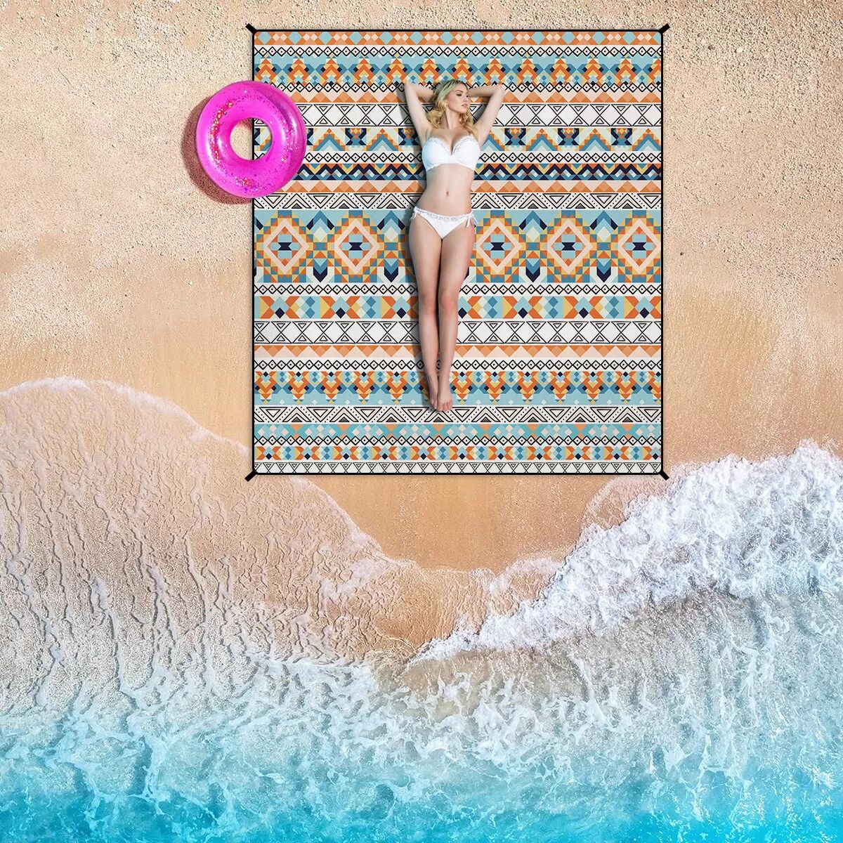 INF Couverture de plage surdimensionnée pour pique-niques et camping - Séchage rapide et imperméable Modèle 6