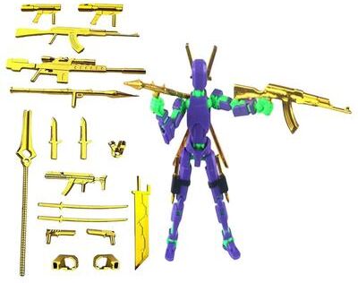 Inspired Finds Titan T13 Transforming Action Figure Robot Set Multi Jointed Movable Hero And Dog Toy For Kid purple Green