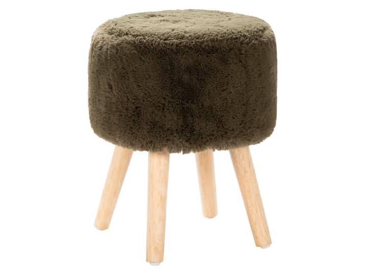 Hocker RABBIT 35x35x42cm künstliches kaninchenfell khaki