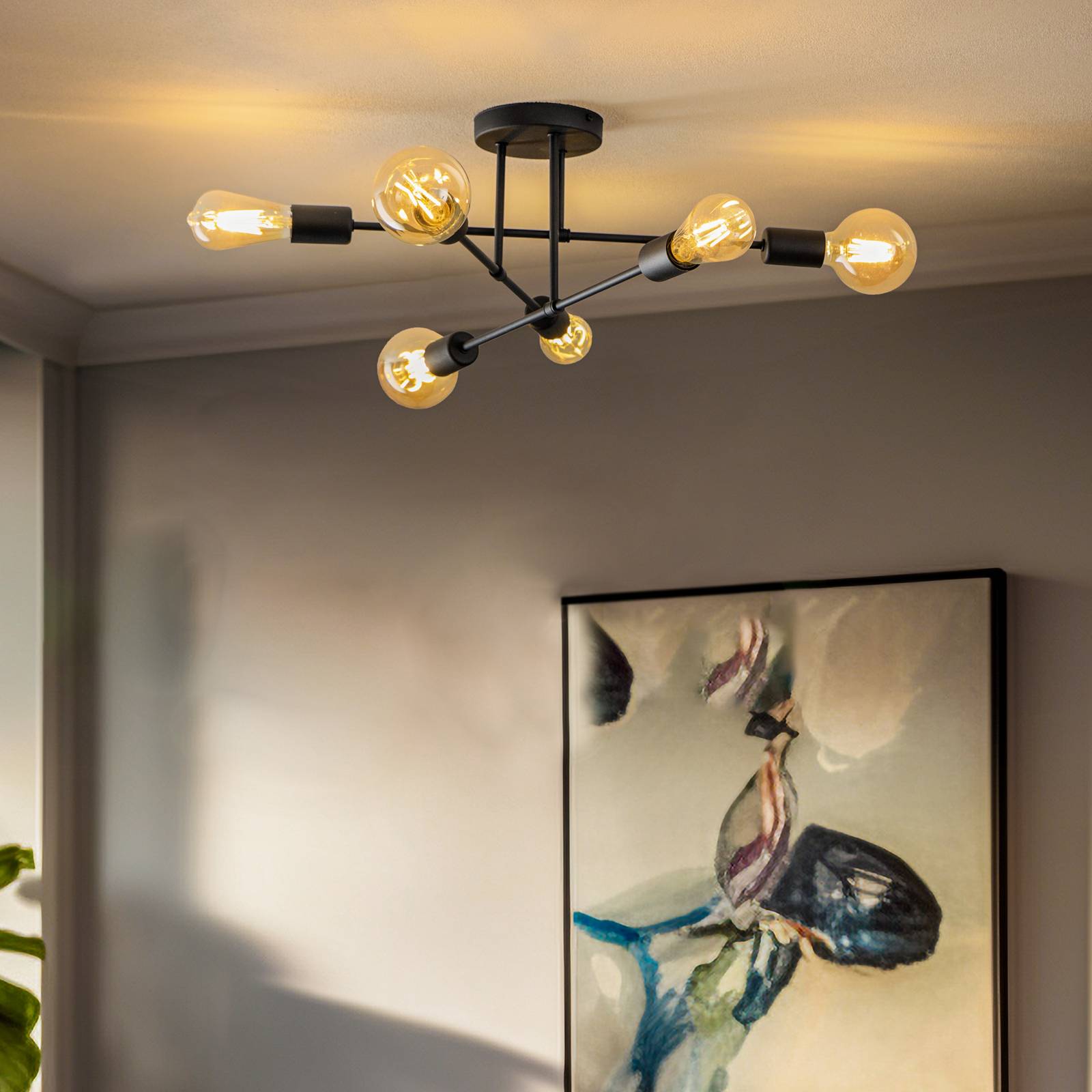 Ceiling Light Cambridge HELAM, dimmable, Black, Living / Dining Room, metal, Modern, Ceiling Light