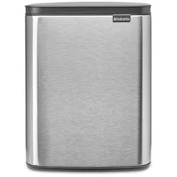 Brabantia Bo Prullenbak - 12 l - Matt Steel Fingerprint Proof, Abfalleimer, Schwarz, Silber