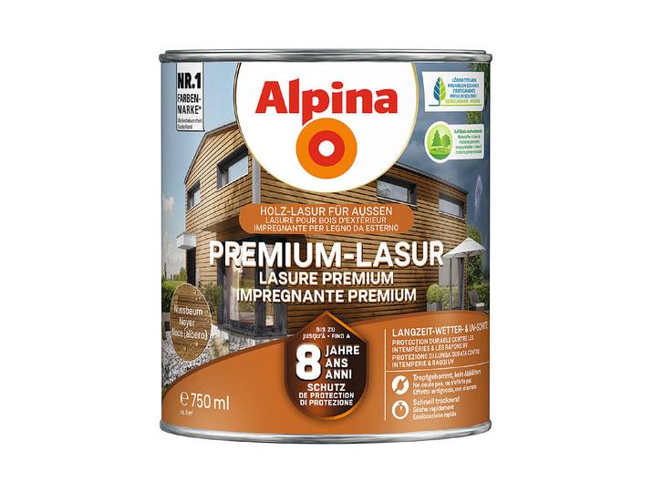 Alpina Premium-Lasur Nussbaum 0.75 l Seidenmatt