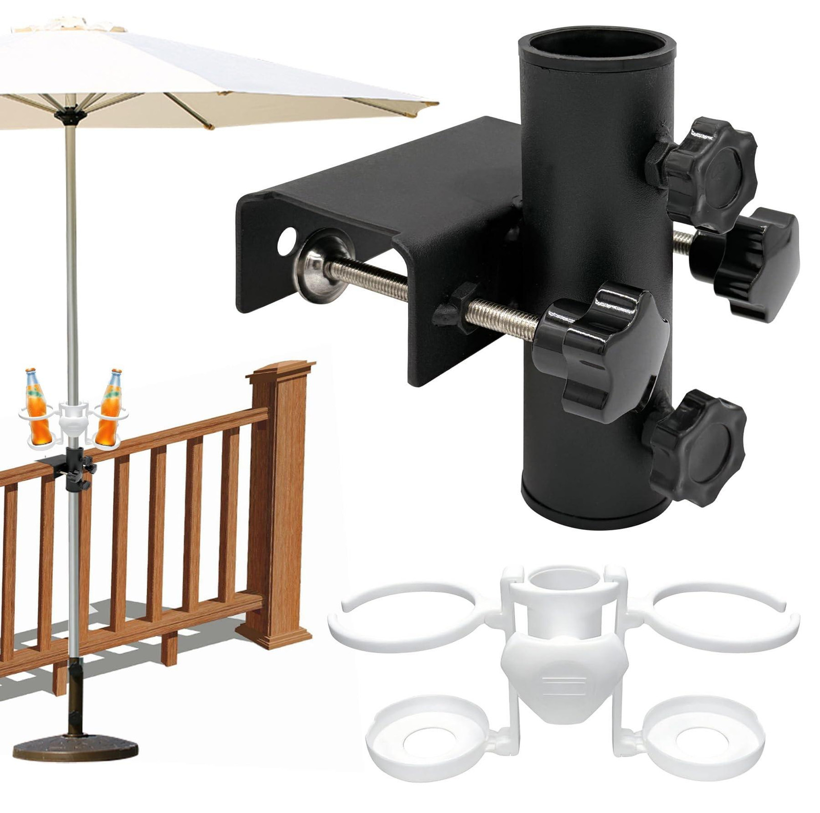 Merkloze metalen parasolhouder voor balkon en patio
