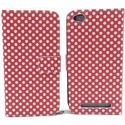 König Design Schutz Hülle für Xiaomi Redmi 3 Polka Dot Rot Tasche Case Wallet + 1 Panzer Schutz Glas (Xiaomi Redmi 3), Smartphone Hülle, Rot