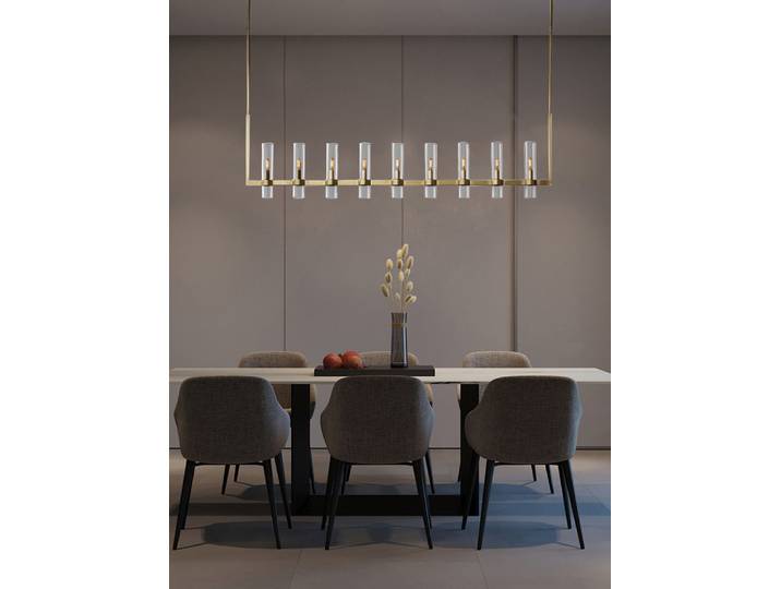 Lustre suspendu E14 LED dimmable en verre et laiton de style américain 2026 pour salle à manger