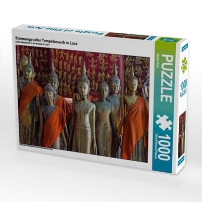 CALVENDO Puzzle Stimmungsvoller Tempelbesuch in Laos | 1000 Teile Lege-Größe 64x48cm Foto-Puzzle für glückliche Stunden