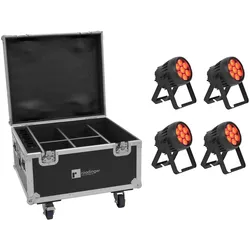 EUROLITE Set 4x AKKU IP PAR 7 QCL CRMX MK2 + Case mit Ladefunktion