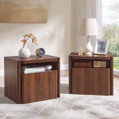 ACCOHOHO Modern Nightstand Set of 2 with Charging Station, Wood End Table