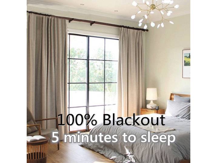 Rideau occultant 100% pour chambre à coucher, hauteur 310cm, Beige, pour porte, isolé thermiquement, couleur unie, sur mesure