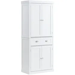 VEVOR 183 cm Vorratsschrank für die Küche, Hauswirtschaftsschränke mit Türen, Schublade &  3 Verstellbaren Regalen, Speisebuffet-Vorratskammern für Küche, Wohnzimmer, Esszimmer, Waschküche, Weiß